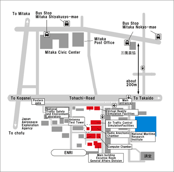 A map from the stations to ENRI: described in detail below.